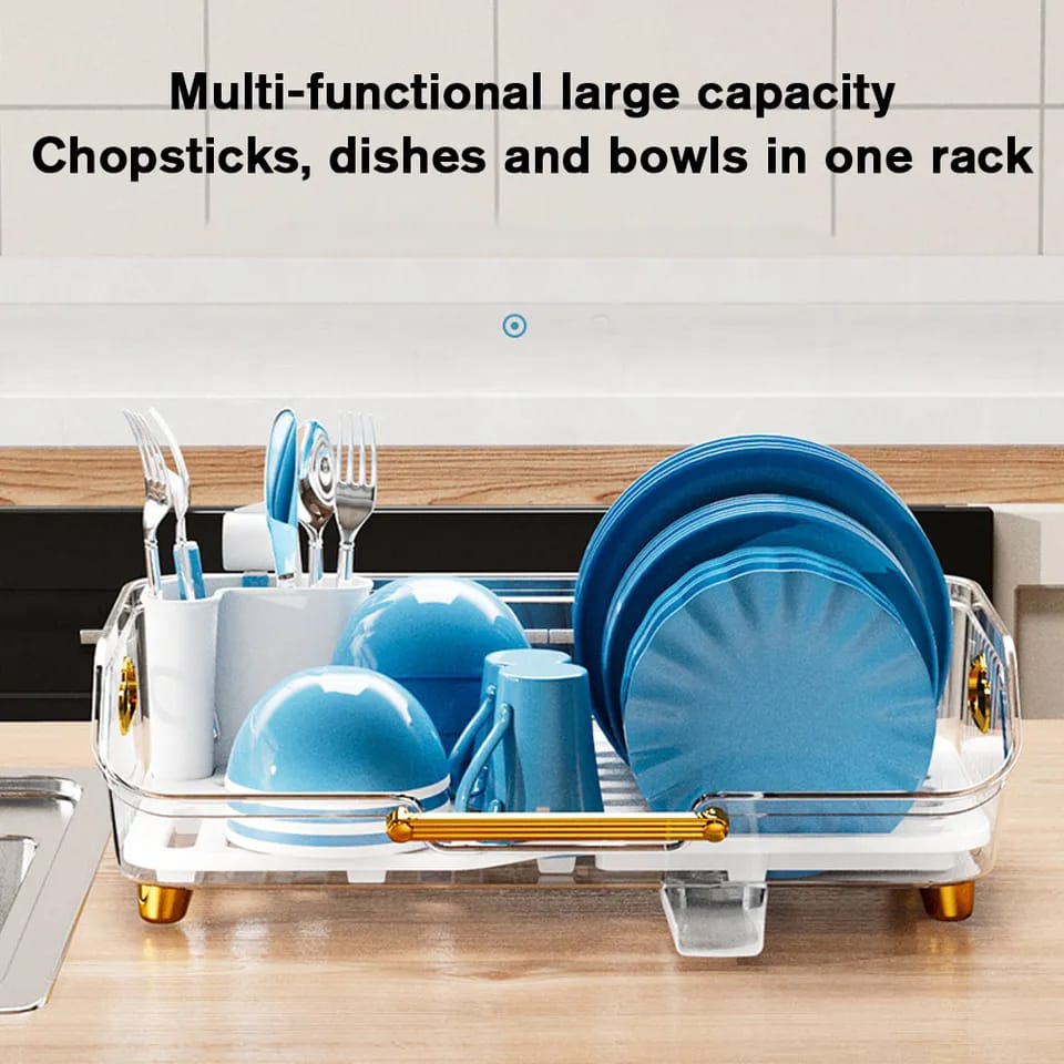 Multifunction Drainer with Automatic Draining Large Capacity Storage for Utensils, Fruits, and Vegetables