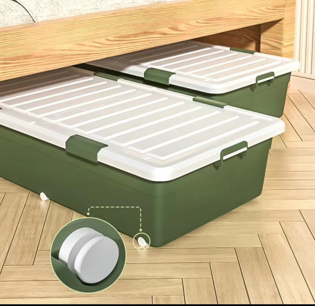 Large Under Bed Storage Container / Plastic Storage Bin Organizer for Blankets, Clothes, Comforters, Bedroom & Closet