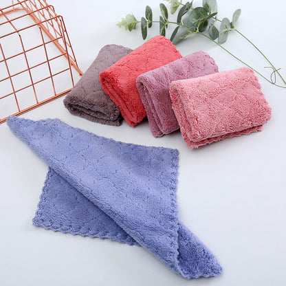 5Pcs Coral Fleece Dishcloths 30x30cm Soft Absorbent Hand Towels for Kitchen, Tableware, and Home Cleaning