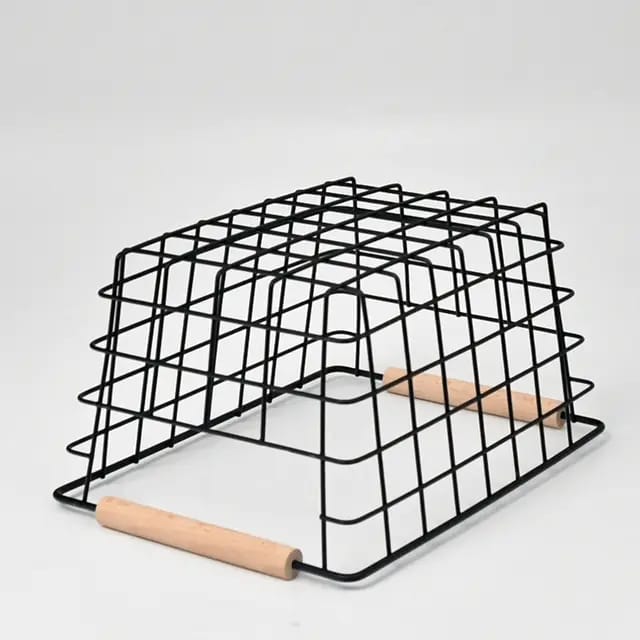 Metal Wire Storage Basket with Handle | Wrought Iron Art Fruit, Vegetable, Snacks, Bathroom, and Kitchen Holder (Black & White)