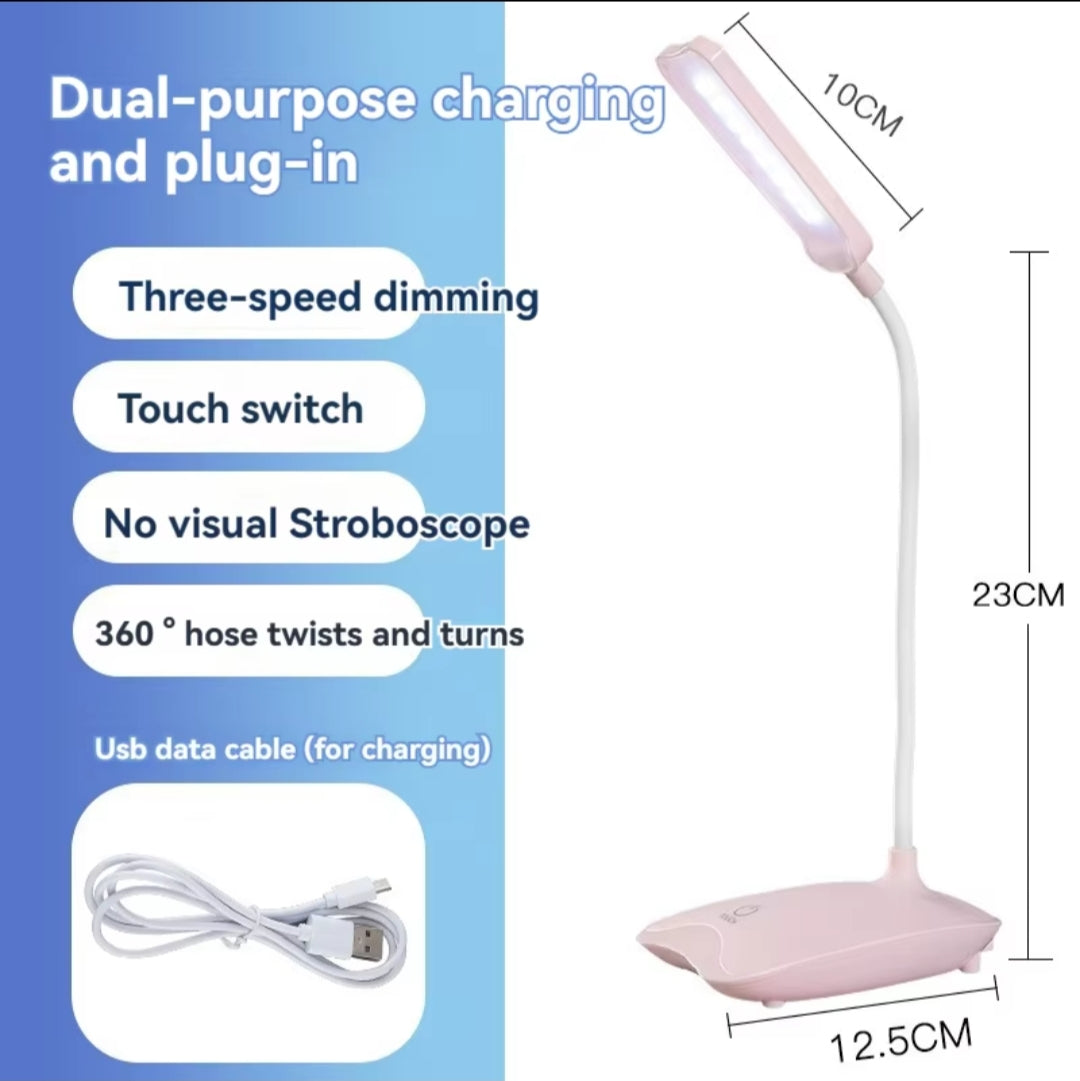 Rechargeable Desk Lamp / Portable LED Desk Light with Adjustable Brightness, White, Ideal for Home, Office, and Study