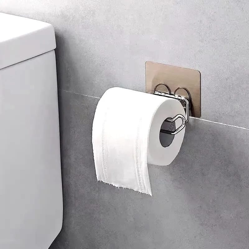 Stainless Steel Punch Free Toilet Paper Holder | Bathroom Roll Holder for Household, Simple Wall Mounted Tissue Rack