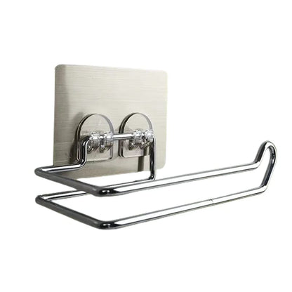 Stainless Steel Punch Free Toilet Paper Holder | Bathroom Roll Holder for Household, Simple Wall Mounted Tissue Rack