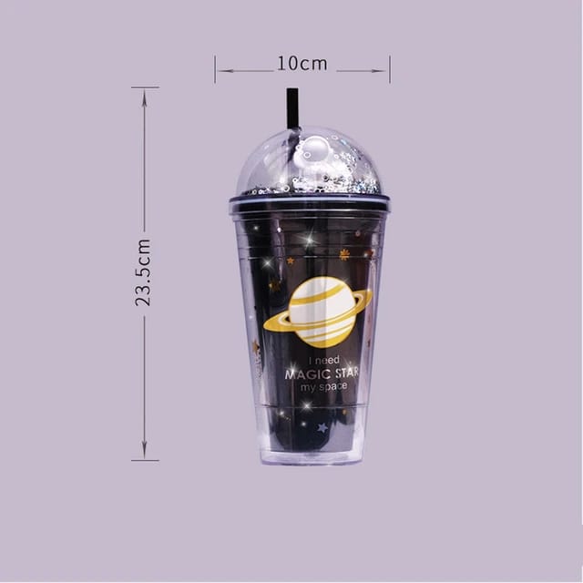 Smoothy Space Cup |500ml Acrylic Water Bottle, Black and White, Stylish and Durable