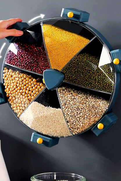 6 Grid Rotating Cereal Dispenser | Convenient Grain Storage Solution