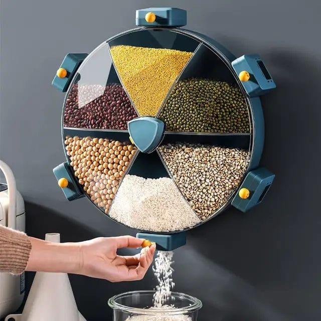 6 Grid Rotating Cereal Dispenser | Convenient Grain Storage Solution