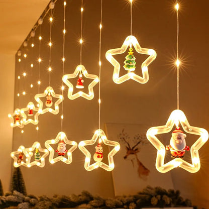 3M LED USB Christmas String Lamp | Snowman & Star Garland | Window & Party Night Lights | 10pc Set