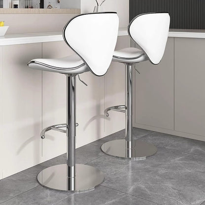 Modern Adjustable Swivel Counter Bar Stools with Padded Seat |Chrome Finish and White Faux Leather