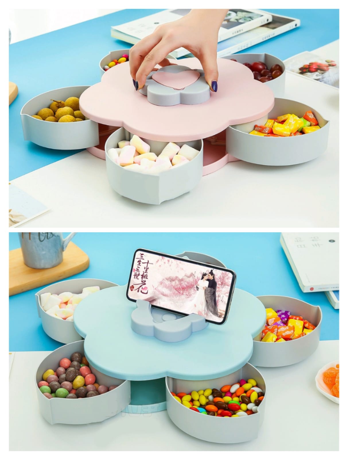 High Quality Durable Rotating Petal Snack Tray