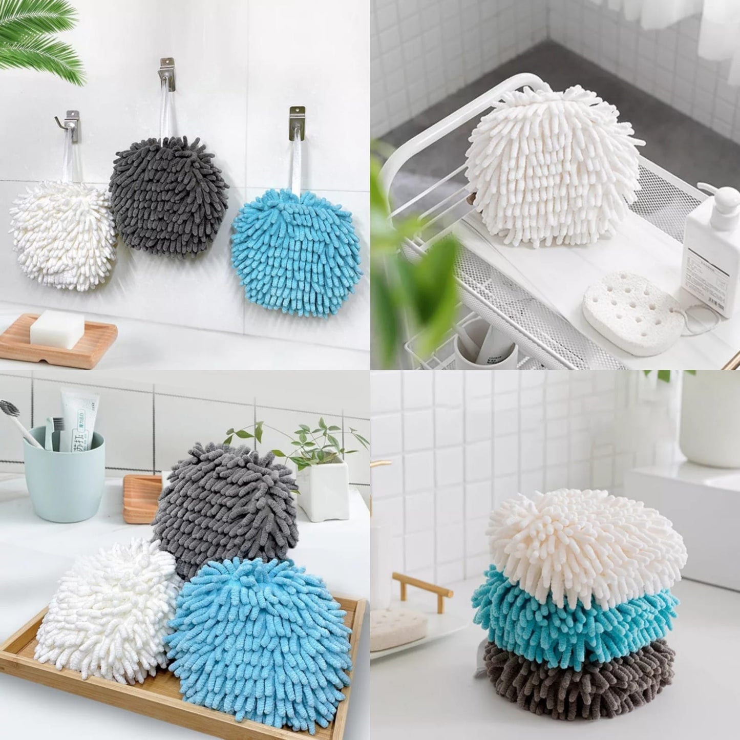 Chenille Quick Drying Kitchen & Bathroom Towel Ball |Soft Absorbent Microfiber Sponge| Size: 17cm*17cm*17cm