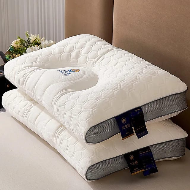 Washable 3D Quilted Cervical Latex Pillow | Ergonomic Design, Anti Mite, and Breathable for Ultimate Comfort (48x74cm)