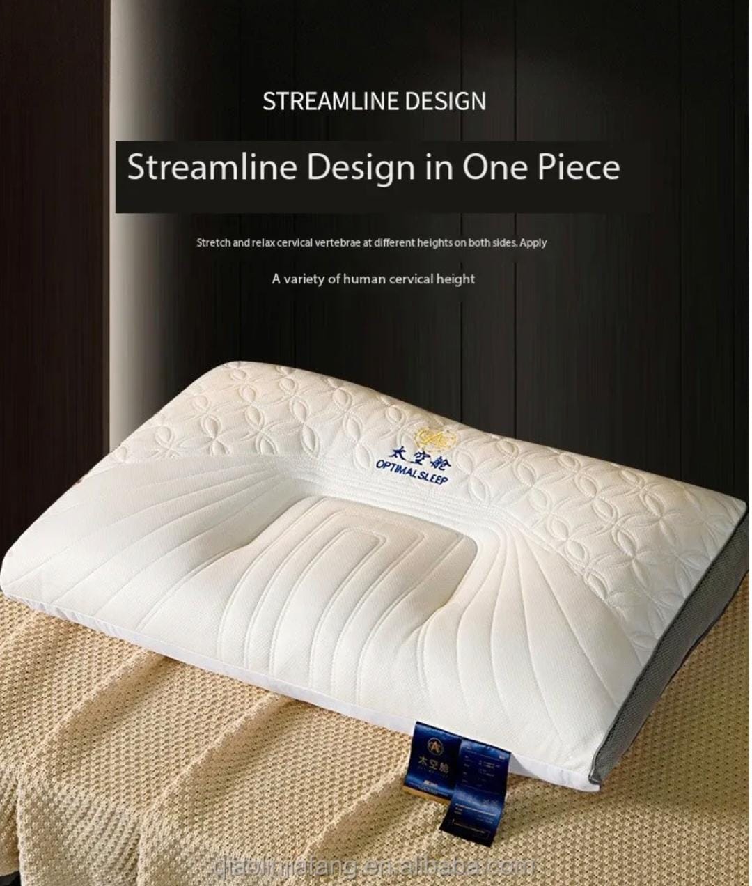 Washable 3D Quilted Cervical Latex Pillow | Ergonomic Design, Anti Mite, and Breathable for Ultimate Comfort (48x74cm)