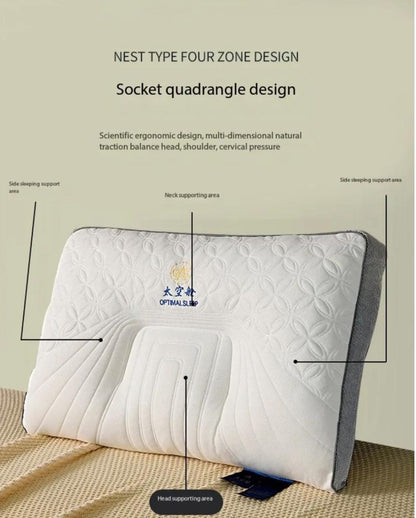 Washable 3D Quilted Cervical Latex Pillow | Ergonomic Design, Anti Mite, and Breathable for Ultimate Comfort (48x74cm)