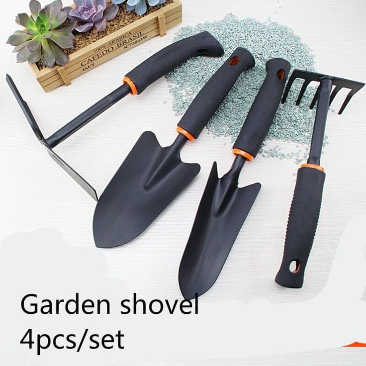 4pcs Kitchen Gardening Tool Set Durable Iron with Wooden Handle, Mini Portable Tools for Indoor & Outdoor Plants