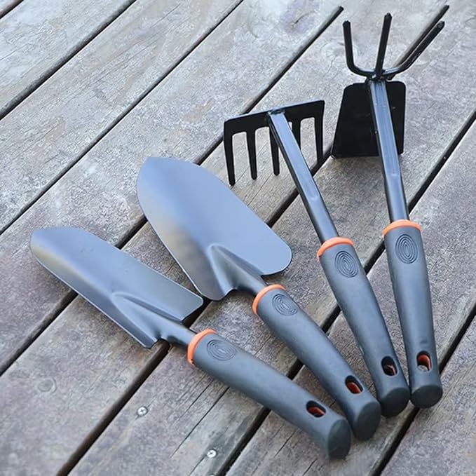 4pcs Kitchen Gardening Tool Set Durable Iron with Wooden Handle, Mini Portable Tools for Indoor & Outdoor Plants