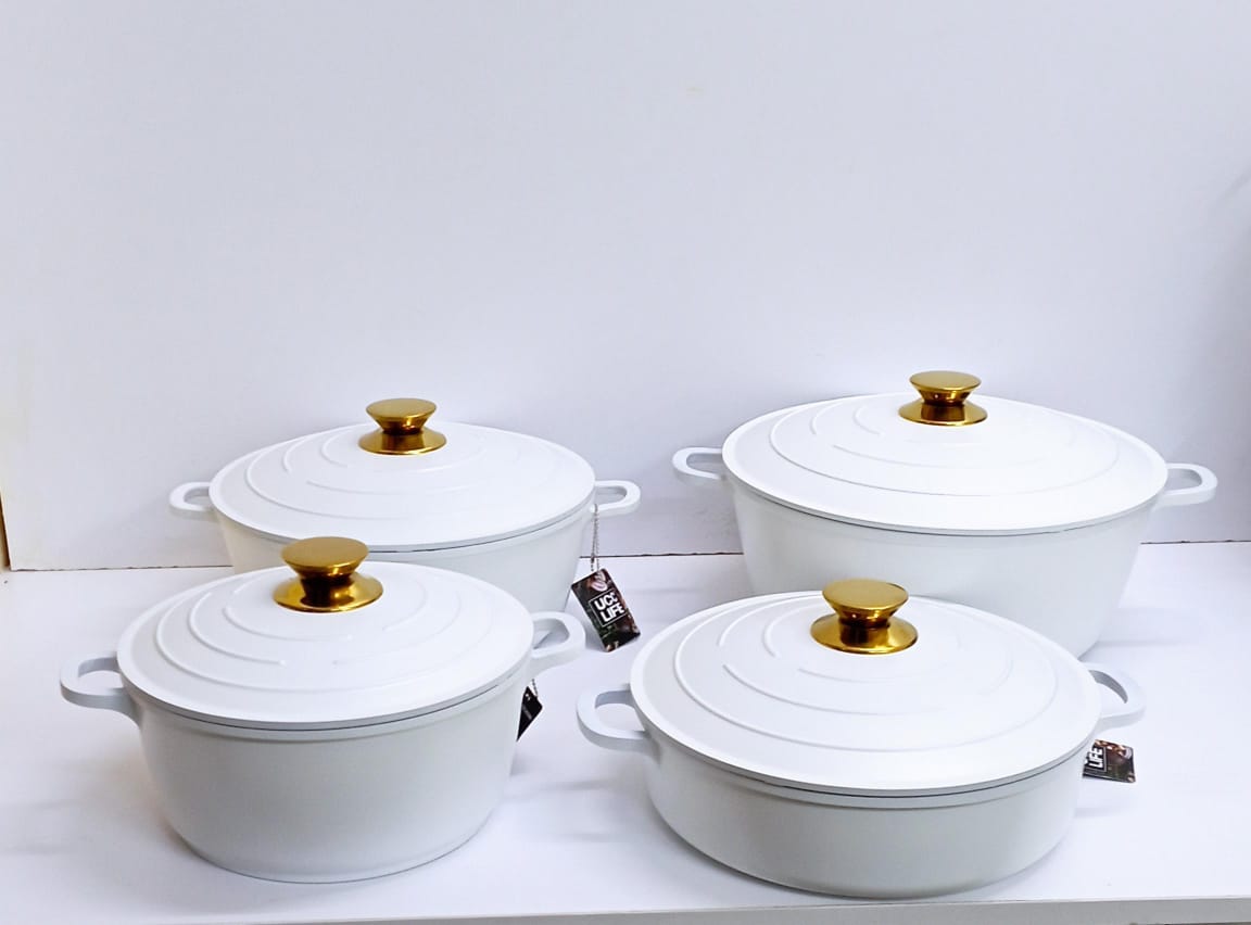 11pcs NonStick UCC Life Pot Set Premium White Cookware for Easy Cooking available in white.