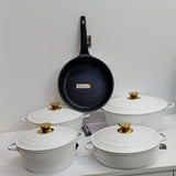 11pcs NonStick UCC Life Pot Set Premium White Cookware for Easy Cooking available in white.