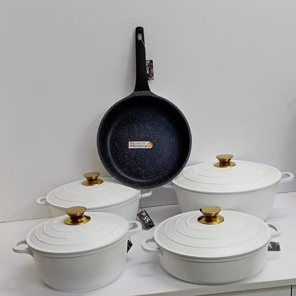 11PCS Non Stick UCC Life Pot Set Premium White Cookware for Easy Cooking available in white.