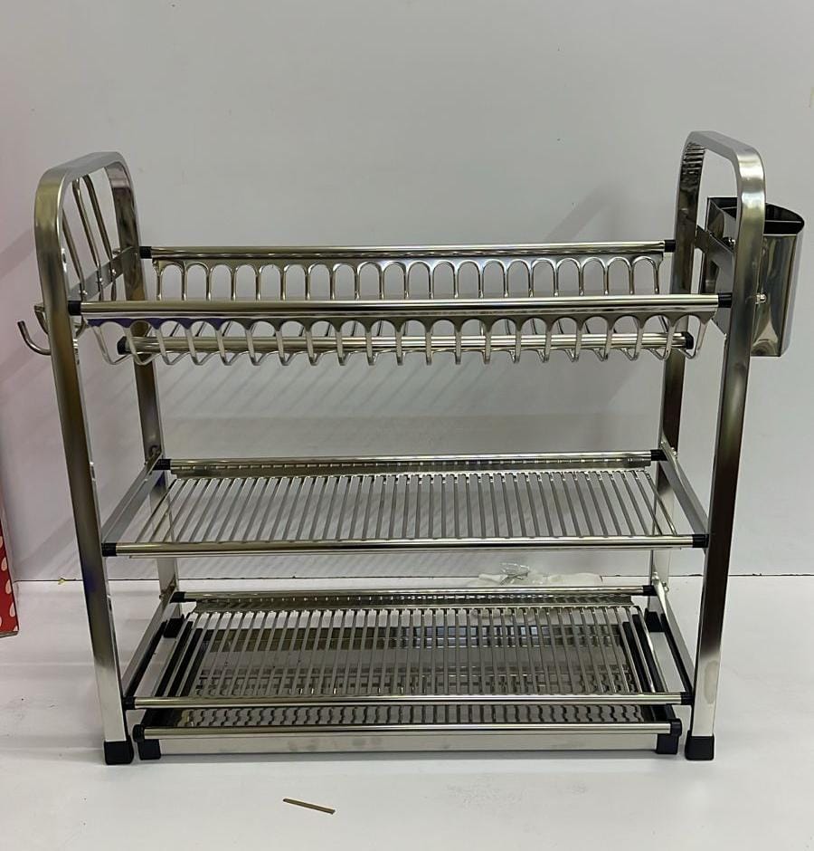 Heavy Duty 3Tier Aluminum Kitchen Dish Rack  Large Capacity Drying Rack for Dishes, Utensils, and More