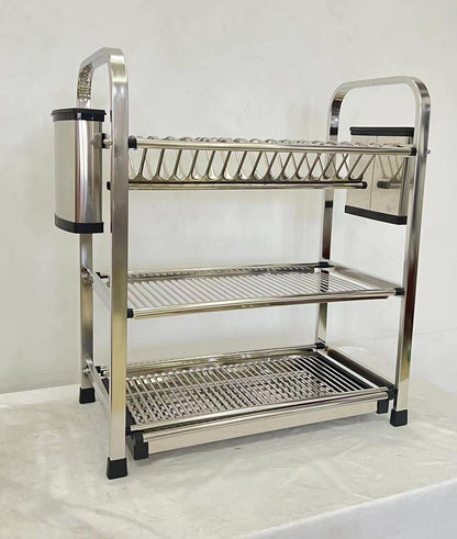 Heavy Duty 3Tier Aluminum Kitchen Dish Rack  Large Capacity Drying Rack for Dishes, Utensils, and More