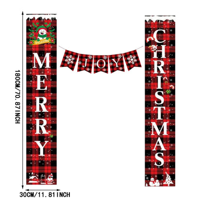 Merry Christmas Porch Sign | Joy Christmas Banners | Red & Black Buffalo Plaid Porch Signs