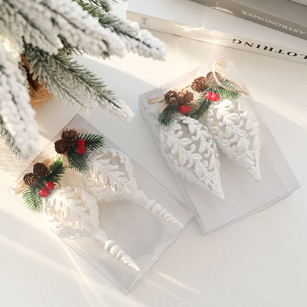 2Pcs Christmas White Conch Pendant | Decorative Christmas Tree Hanging Ornaments | Holiday Party Decor