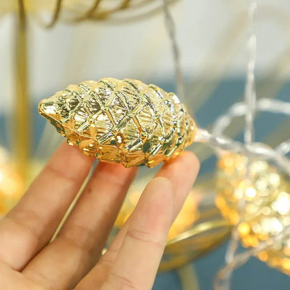 10 LED Christmas Pine Cone Light String | Festive Fairy Lights for Holiday Decor