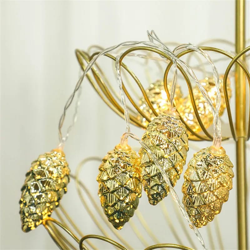 10 LED Christmas Pine Cone Light String | Festive Fairy Lights for Holiday Decor