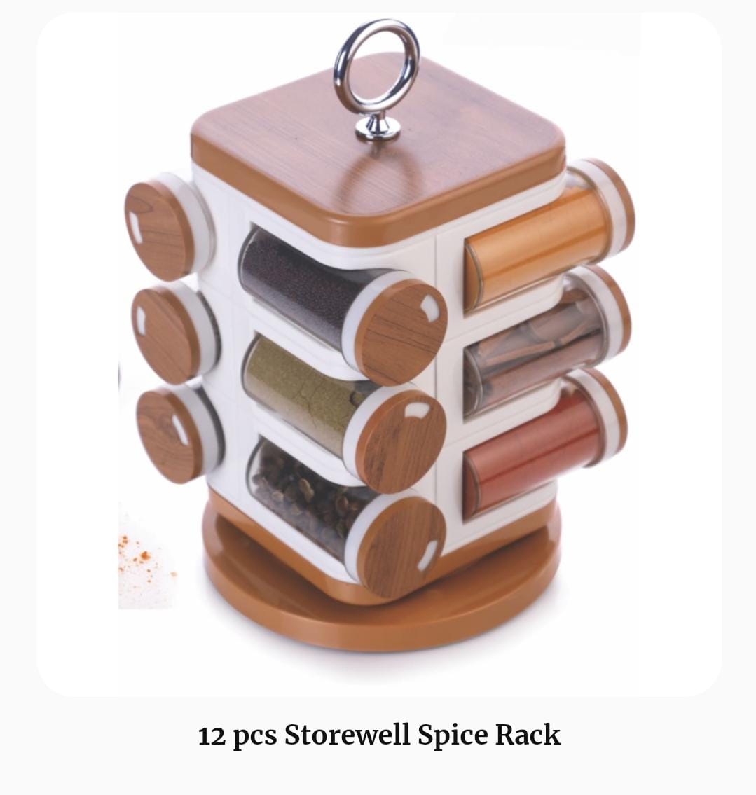 12pcs Revolving Spice Jar Set with Stand  Rotating Spice Rack Organizer for Kitchen Storage