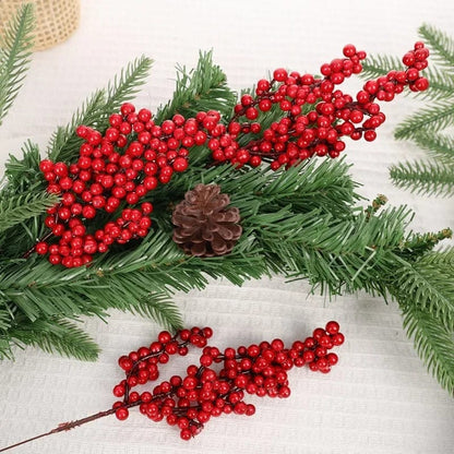 5pc Artificial Red Berry Bouquet | Christmas Decoration Flowers | Home Decor & Xmas Tree Ornaments Accessory