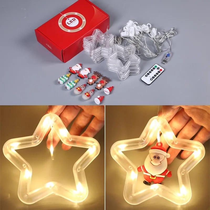 3M LED USB Christmas String Lamp | Snowman & Star Garland | Window & Party Night Lights | 10pc Set