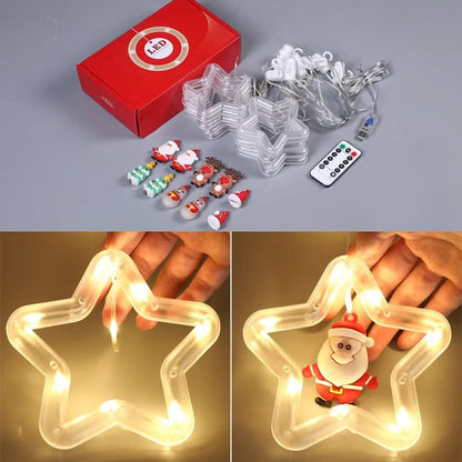 3M LED USB Christmas String Lamp | Snowman & Star Garland | Window & Party Night Lights | 10pc Set