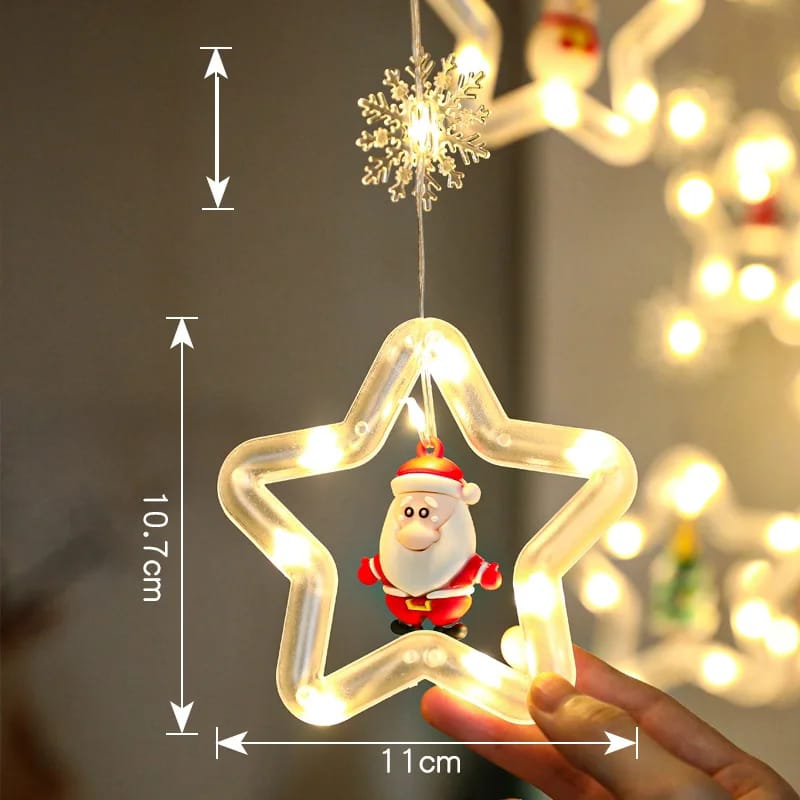 3M LED USB Christmas String Lamp | Snowman & Star Garland | Window & Party Night Lights | 10pc Set