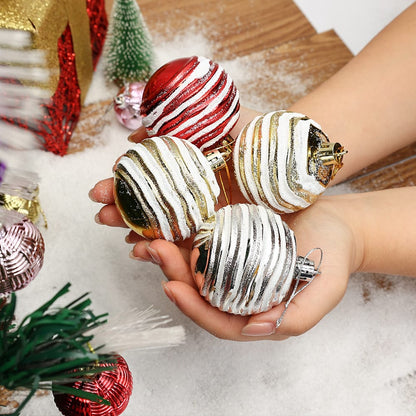 6pcs Abnormal Shaped Christmas Balls | 6cm Plastic Christmas Tree Ornaments | Gold & Silver Holiday Decorations