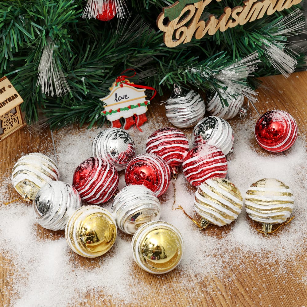 6pcs Abnormal Shaped Christmas Balls | 6cm Plastic Christmas Tree Ornaments | Gold & Silver Holiday Decorations