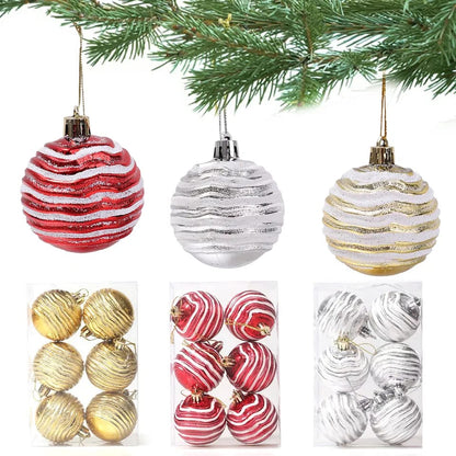 6pcs Abnormal Shaped Christmas Balls | 6cm Plastic Christmas Tree Ornaments | Gold & Silver Holiday Decorations