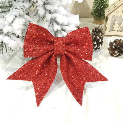 Christmas Glitter Ribbon Bows | Large Mesh Bowknot Tree Topper | 2024 New Year & Holiday Door Decor