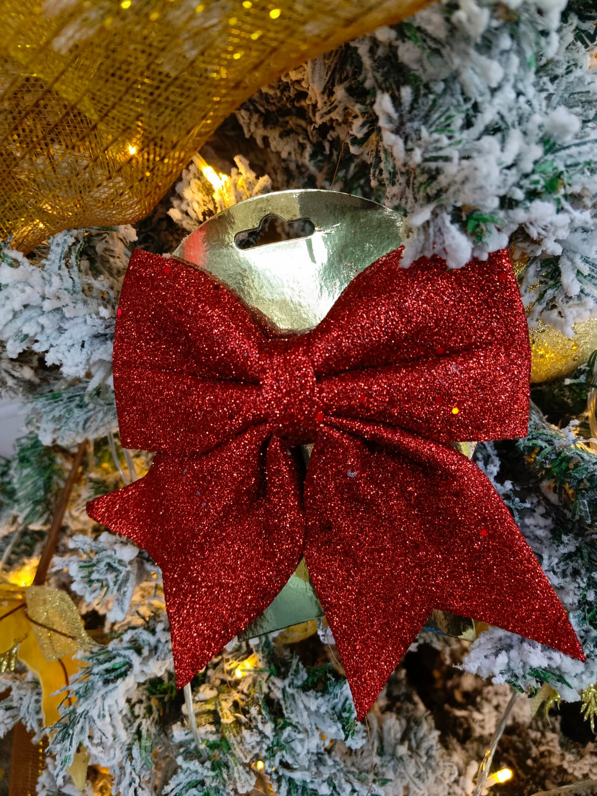 Christmas Glitter Ribbon Bows | Large Mesh Bowknot Tree Topper | 2024 New Year & Holiday Door Decor