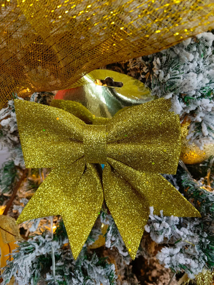 Christmas Glitter Ribbon Bows | Large Mesh Bowknot Tree Topper | 2024 New Year & Holiday Door Decor