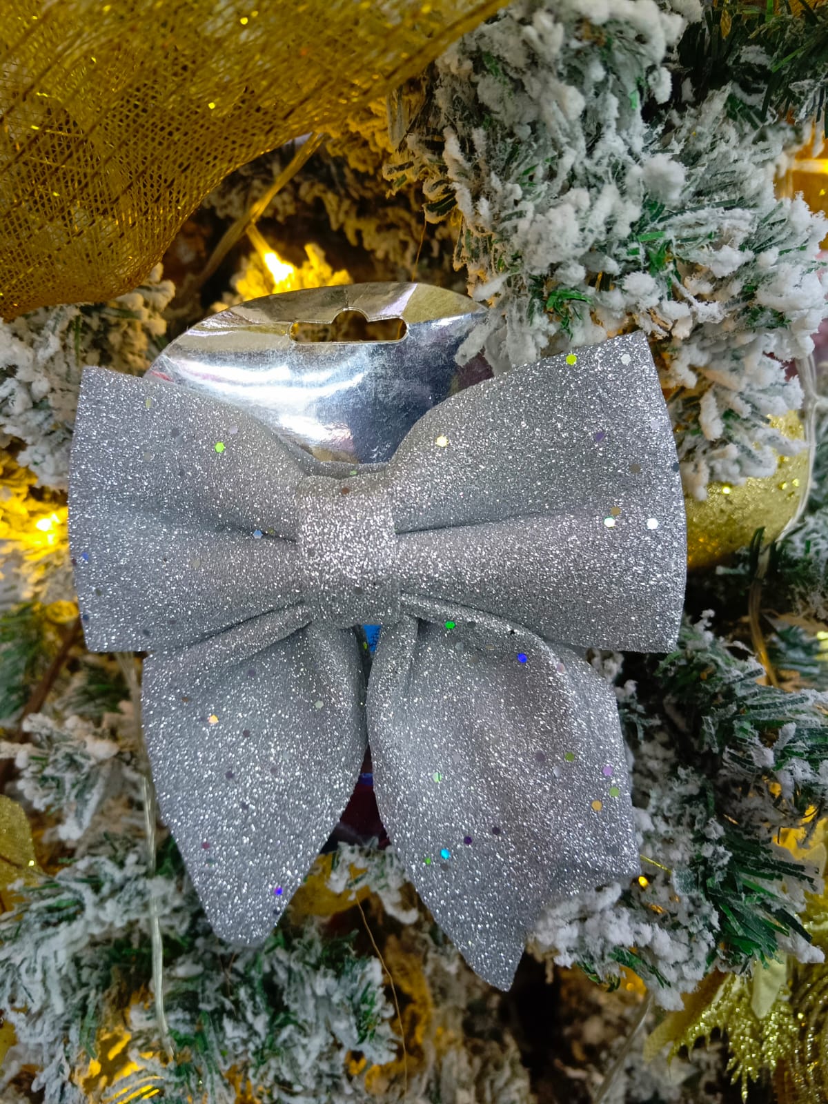 Christmas Glitter Ribbon Bows | Large Mesh Bowknot Tree Topper | 2024 New Year & Holiday Door Decor