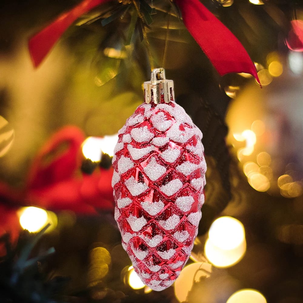 5pcs Christmas Painted Pine Cone Ball Ornaments | Hanging Tree Pendants | Festive Holiday Decor