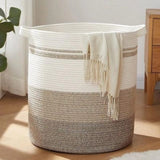 Furaha Finds Cotton Rope Basket Large decorative woven storage basket with handles, perfect for toys, throw pillows, towels, and home organization.
