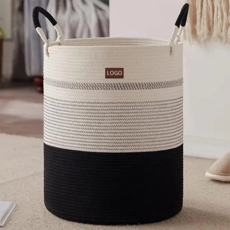 Furaha Finds Cotton Rope Basket Large decorative woven storage basket with handles for living room, bedroom, and home organization.
