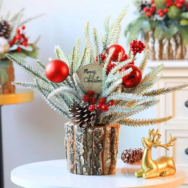 1Pc Tabletop Exquisite Mini Christmas Tree Stump | Home Christmas Festival Party Cute Decoration Ornament