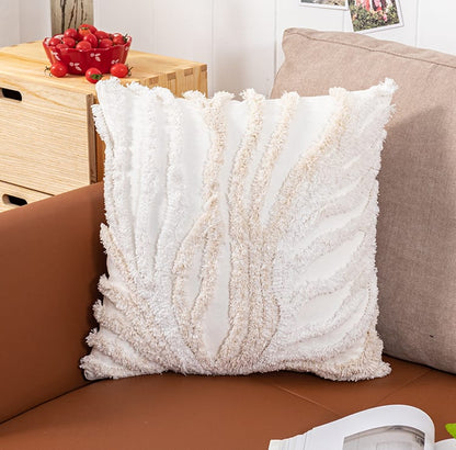 Home Decor Cushion Cover – Beige & Grey Tufted Coral Style