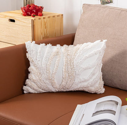 Home Decor Cushion Cover – Beige & Grey Tufted Coral Style