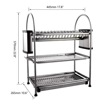 Heavy Duty 3Tier Aluminum Kitchen Dish Rack  Large Capacity Drying Rack for Dishes, Utensils, and More