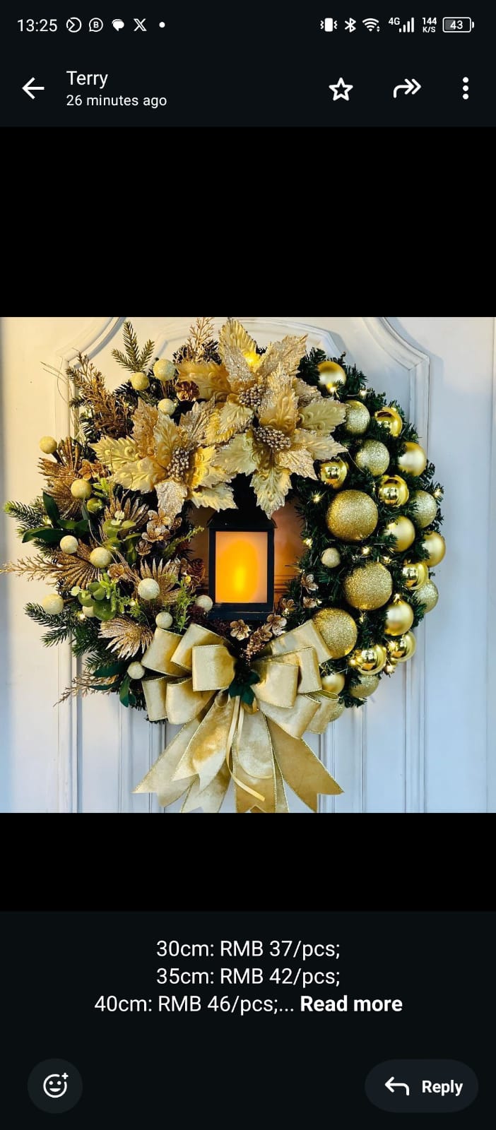 Christmas Wreath With Lamp | Festive Hanging Decoration