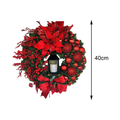 Christmas Wreath With Lamp | Festive Hanging Decoration