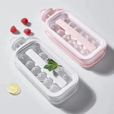 Portable 2in1 Kitchen Pop Ice Ball Maker with Lid  Ice Cube Tray & Storage Container, White, 30x12cm